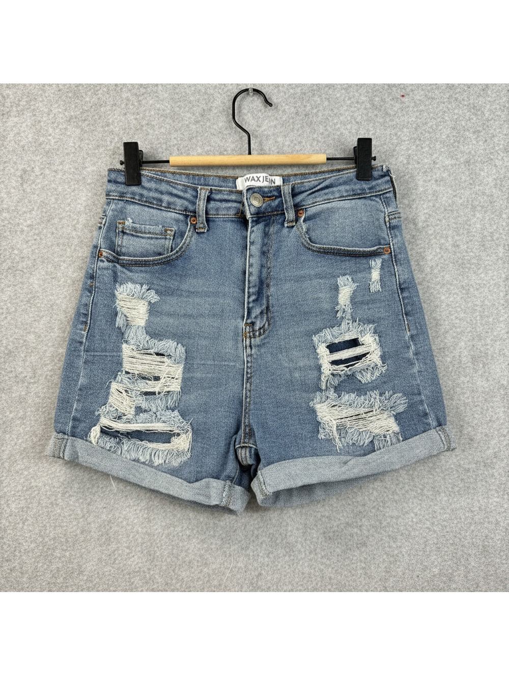 Wax Jean Collection Medium Distressed Blue Denim Women's Shorts Size M